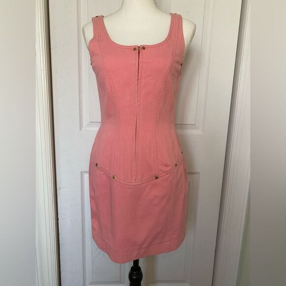 90s Anne Klein Sample Dress Bubble Gum Pink Dress - Picture 1 of 13